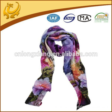 Lady Pattern 12mm Long Size Silk Satin Scarf With Digital Printed Scarf